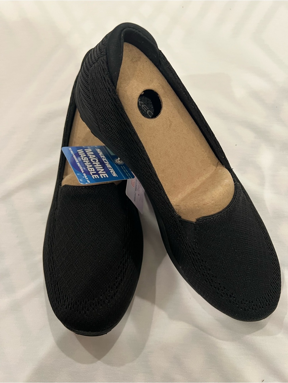 NWT Women’s sketchers, relaxed, fit air cooled memory foam slip on shoes, black